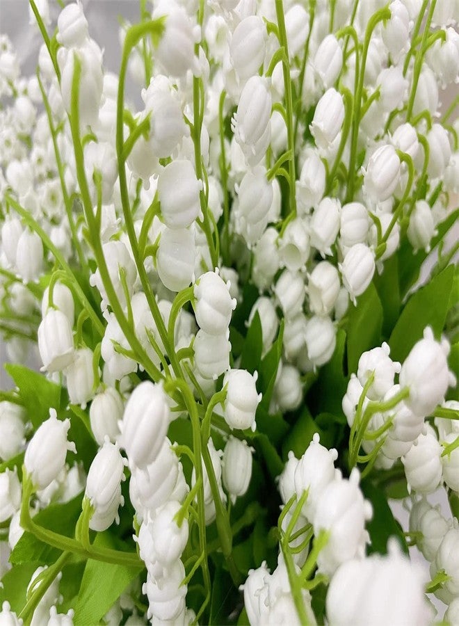 LebriTamFa Artificial Lily of The Valley Flowers Arrangement Bundle for Wedding Bouquet Home Decor Garden Decoration White Wedding Artificial Flowers (White, 6) - Image 2